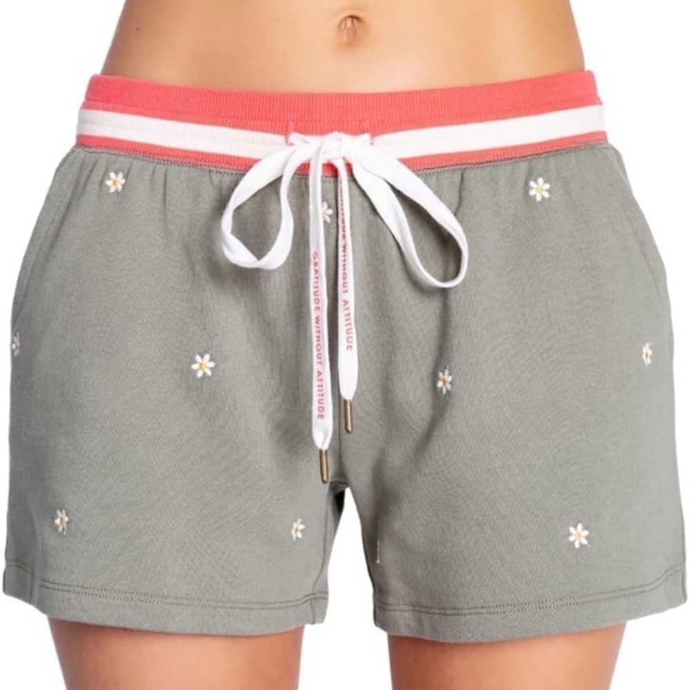 Women's Olive Green Embroidered Shorts PJ Salvage NWT
